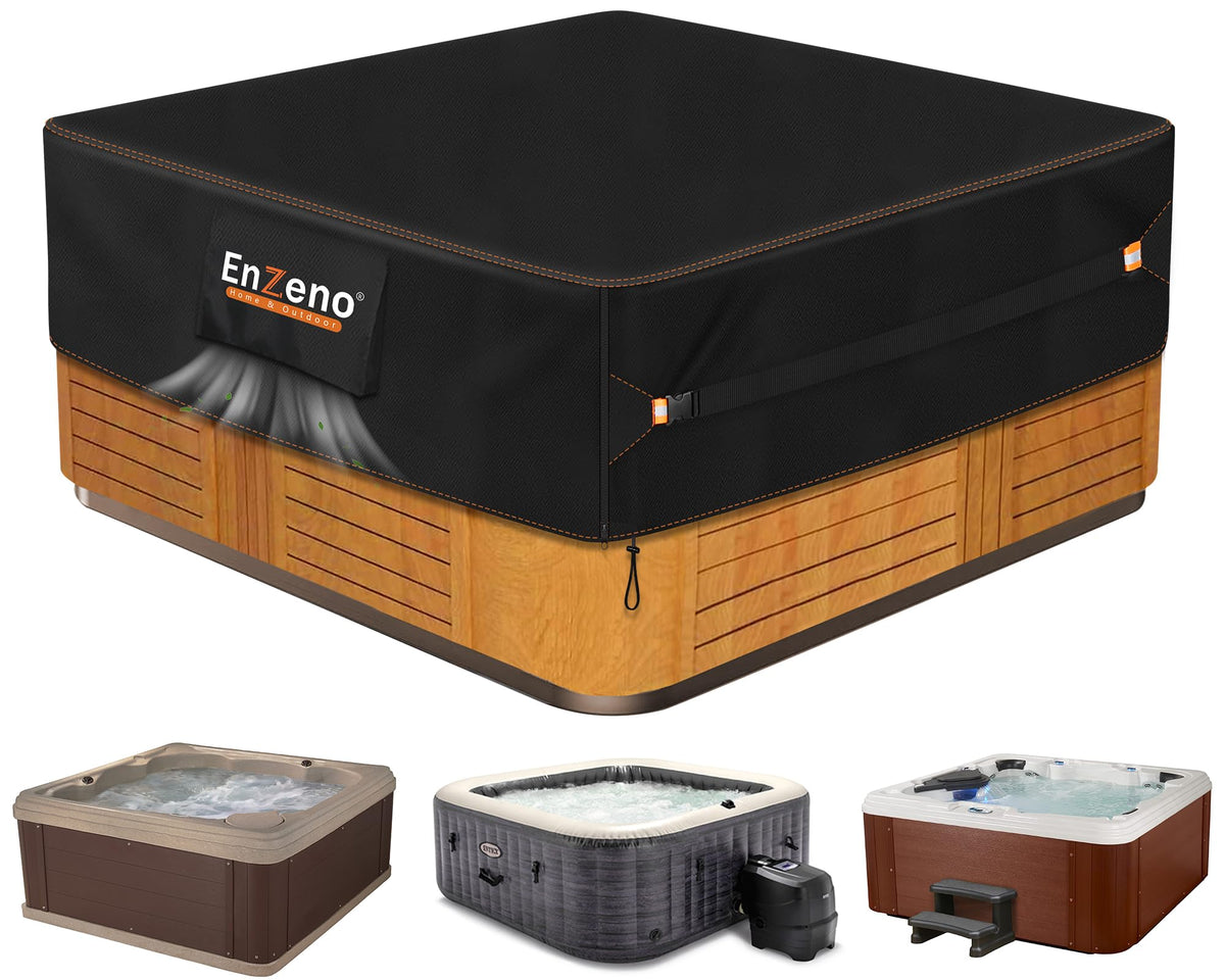 Enzeno Outdoor Hot Tub Cover front view, black, 85x77 inches