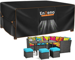 Enzeno Patio Furniture Cover black model front view, 96" L x 60" W x 35" H