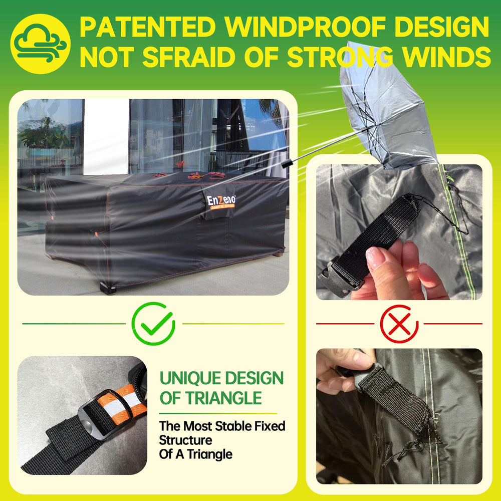 Enzeno Patio Furniture Cover secured with velcro straps