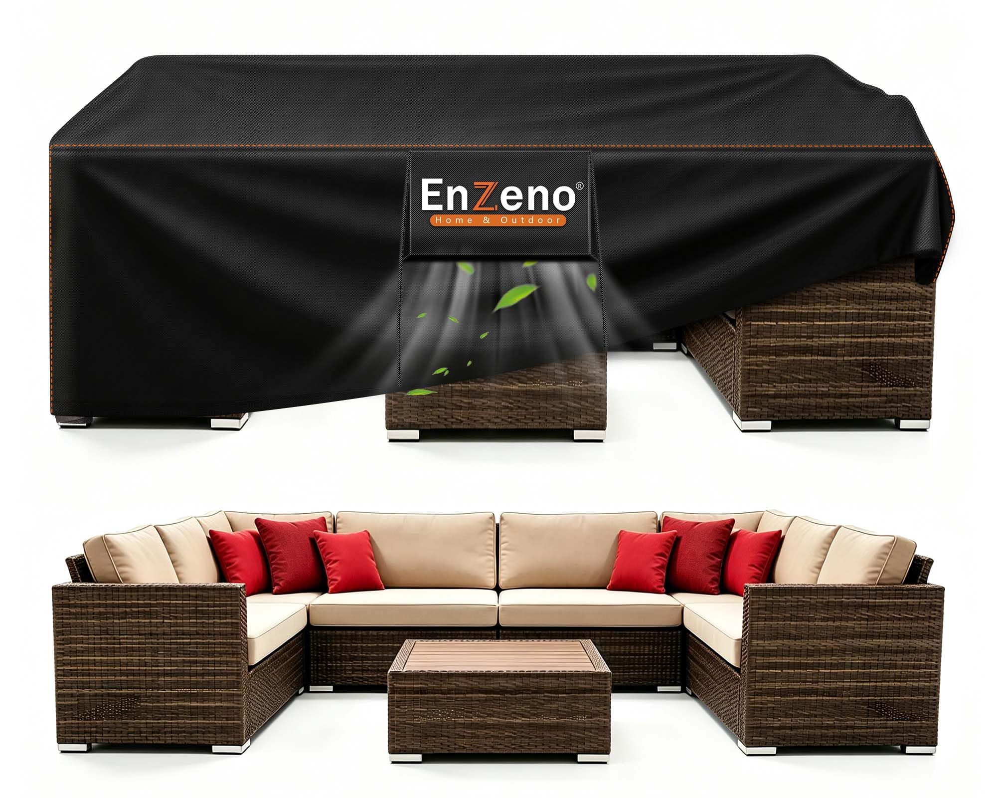 Enzeno Patio Furniture Cover waterproof black front view