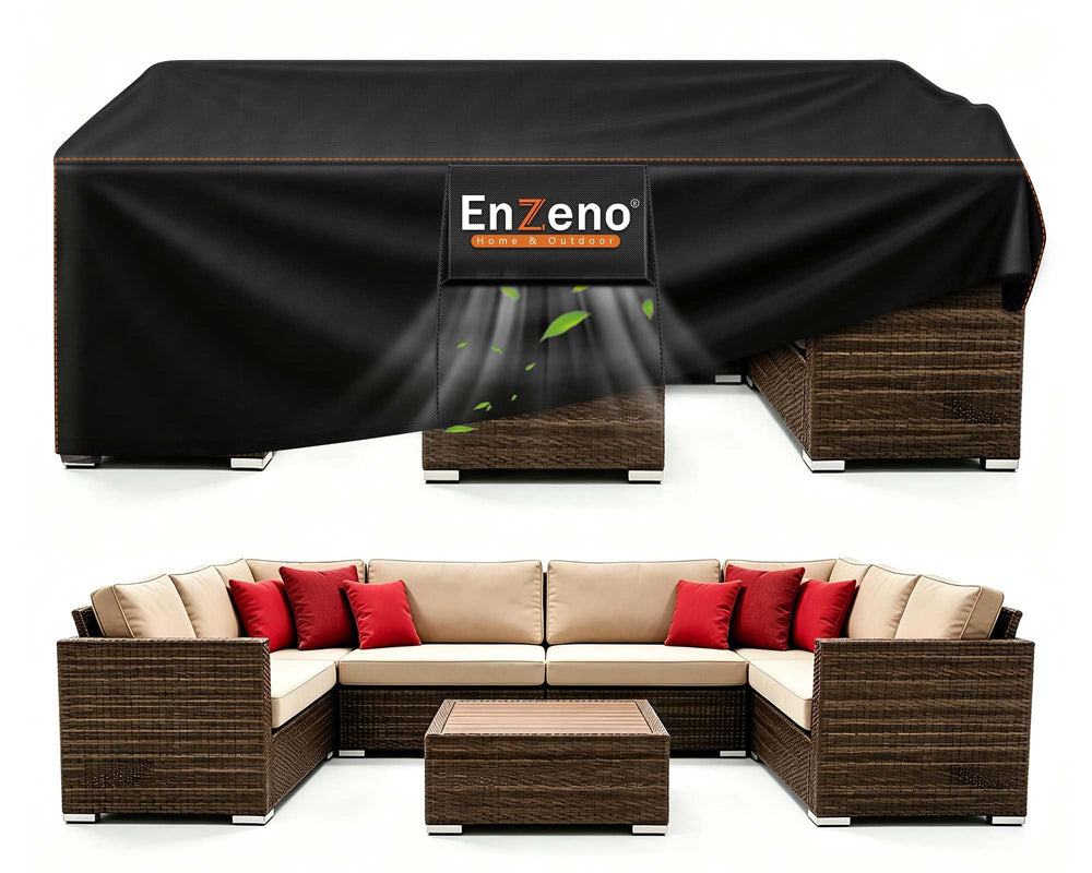Enzeno Patio Furniture Cover waterproof black front view