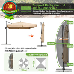 Enzeno Patio Umbrella Cover showing waterproof zipper detail