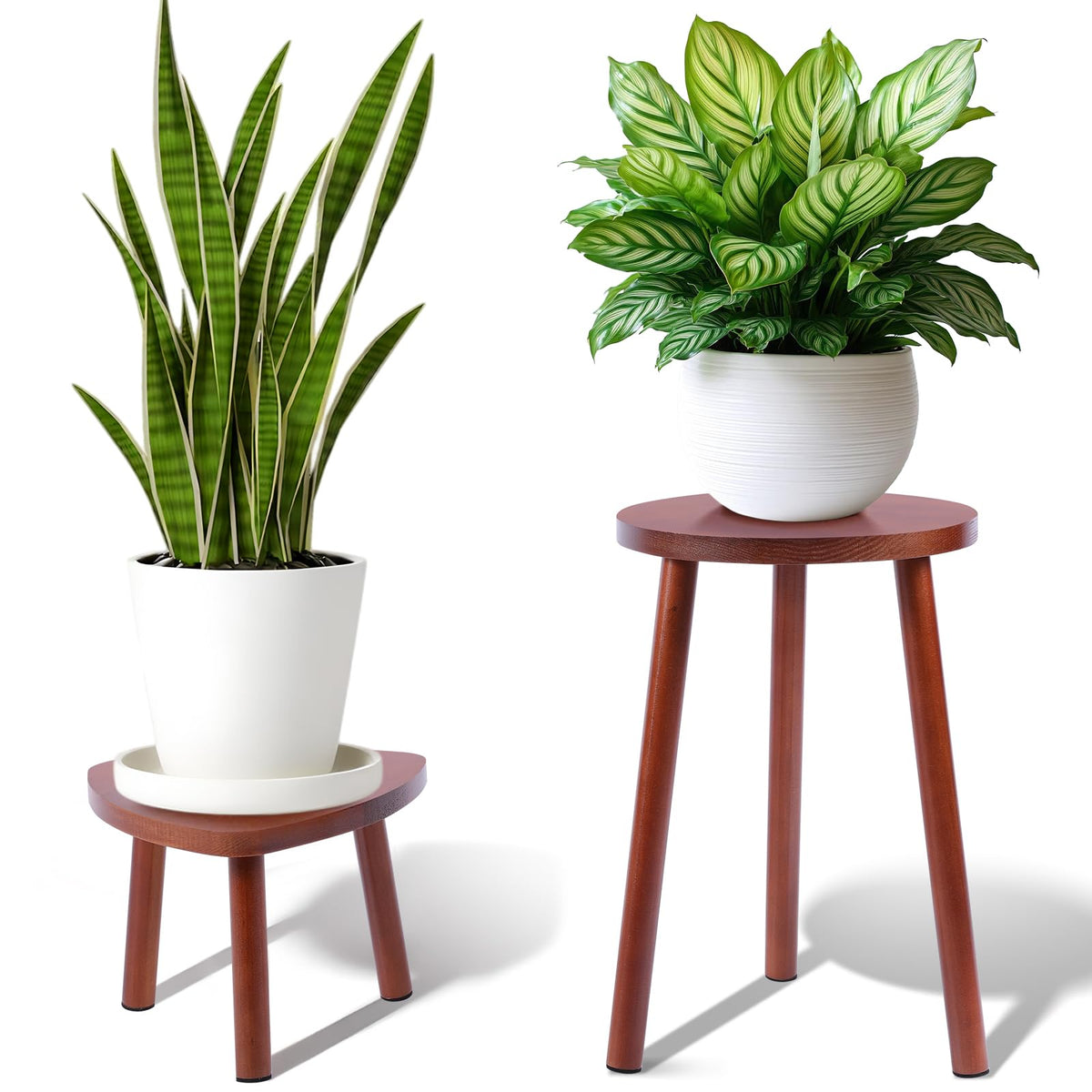 Eocogup Plant Stand 2 Pack Walnut front view