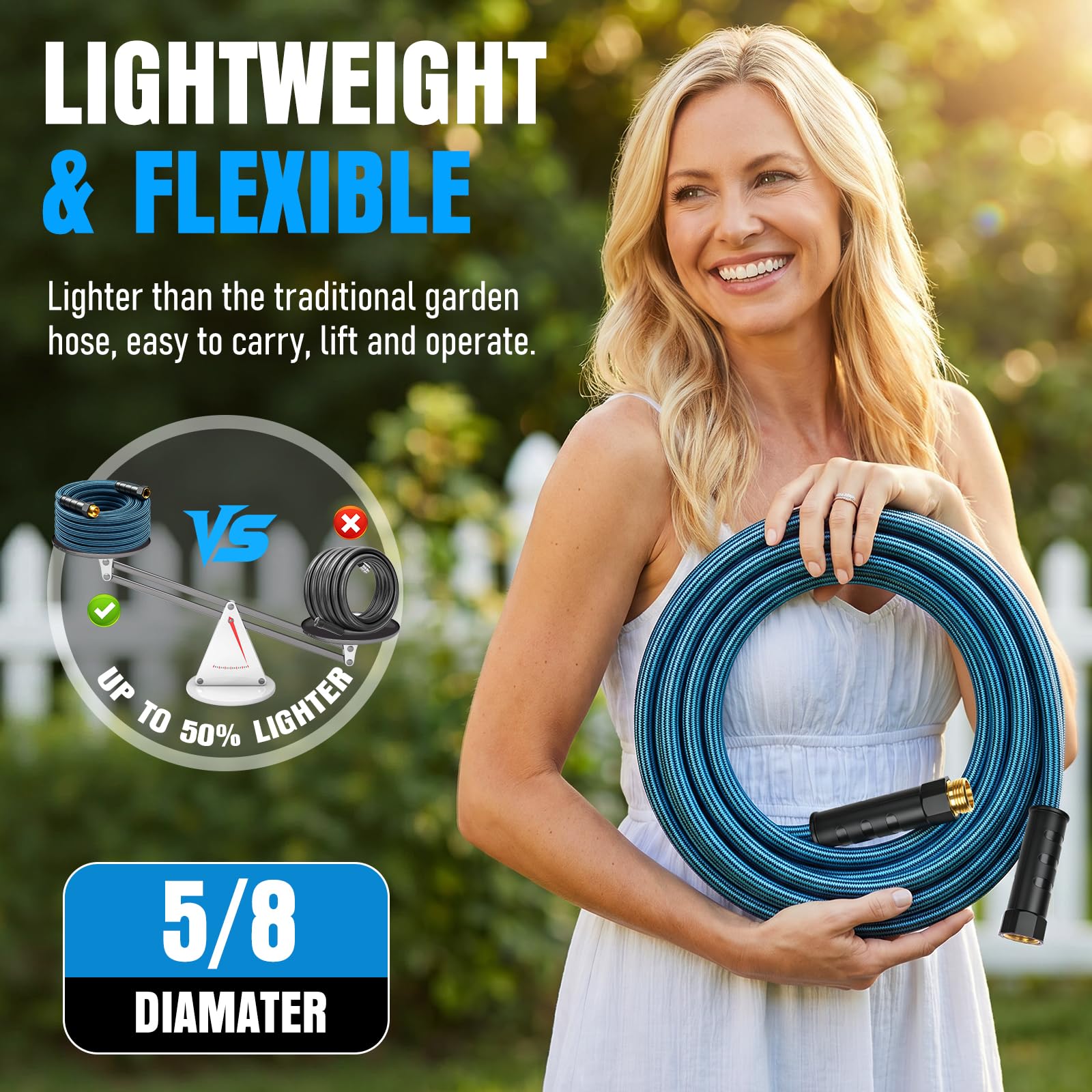EOOIO 50 ft Garden Hose coiled for storage