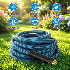 EOOIO 50 ft Garden Hose connectors showing male and female ends