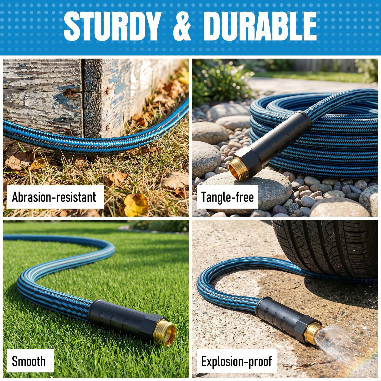 EOOIO 50 ft Garden Hose packaged for retail display