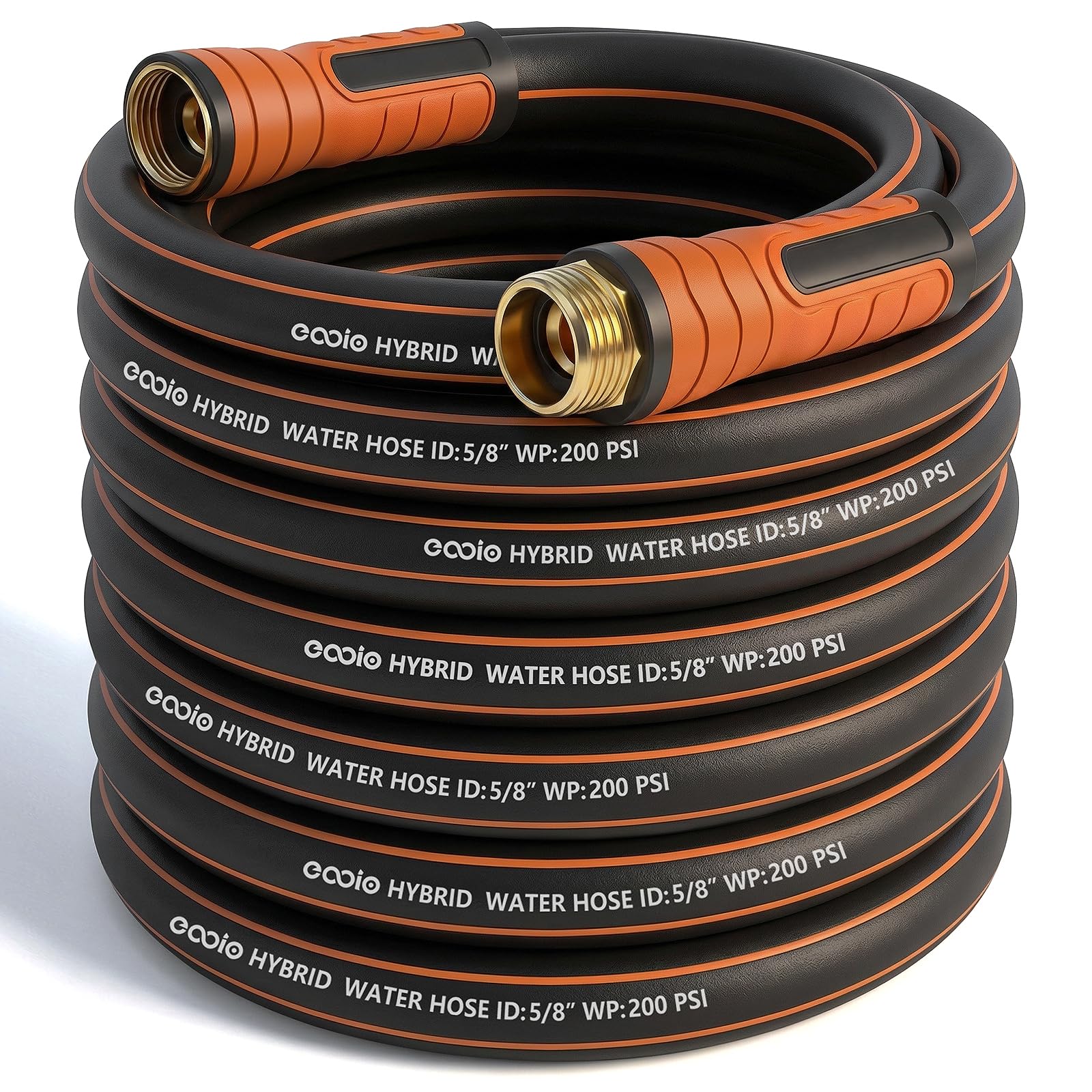 EOOIO 50 ft garden hose with smooth swivel handle front view