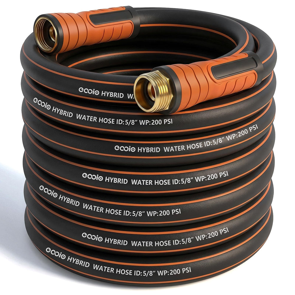 EOOIO 50 ft garden hose with smooth swivel handle front view