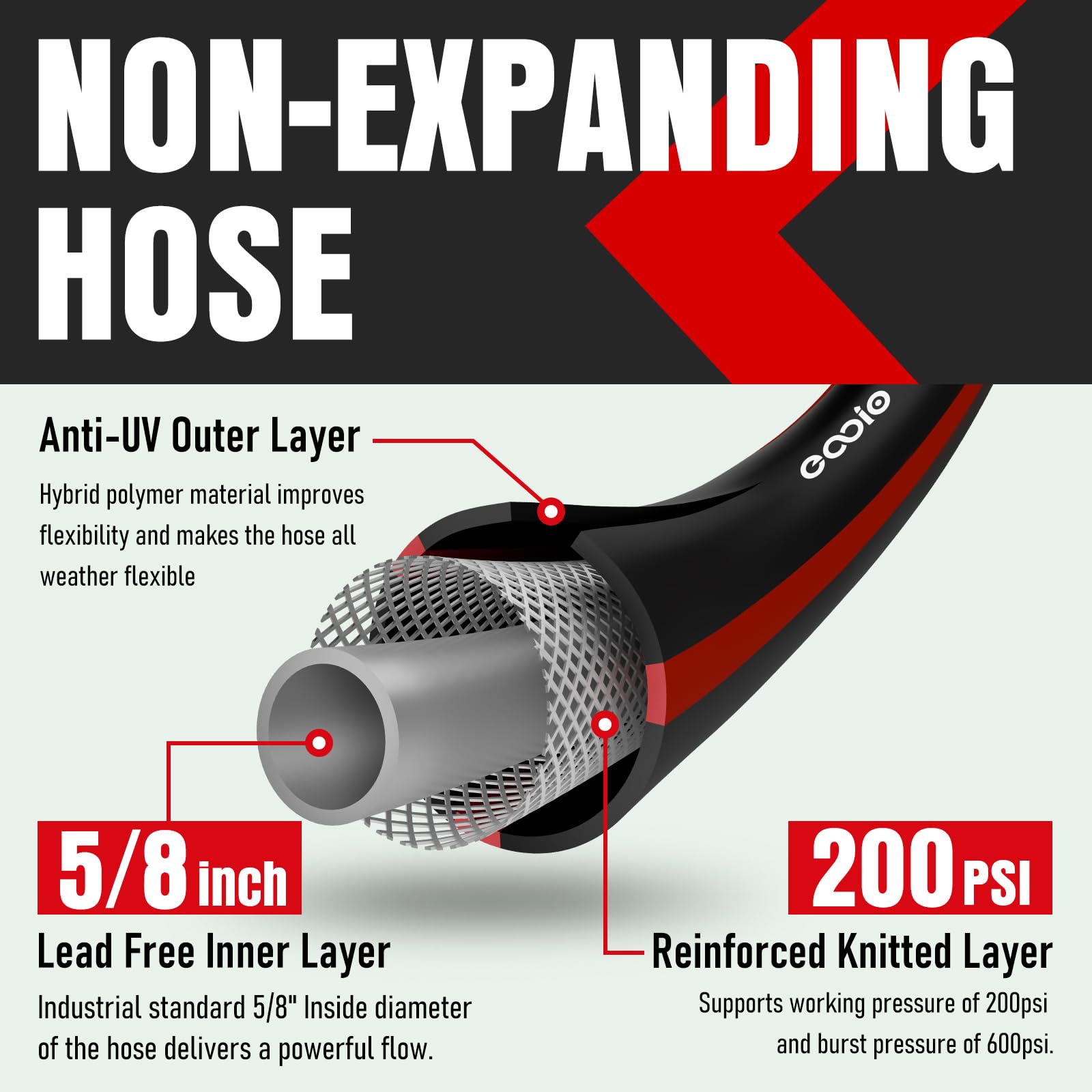 EOOIO 75ft Garden Hose being used in a garden