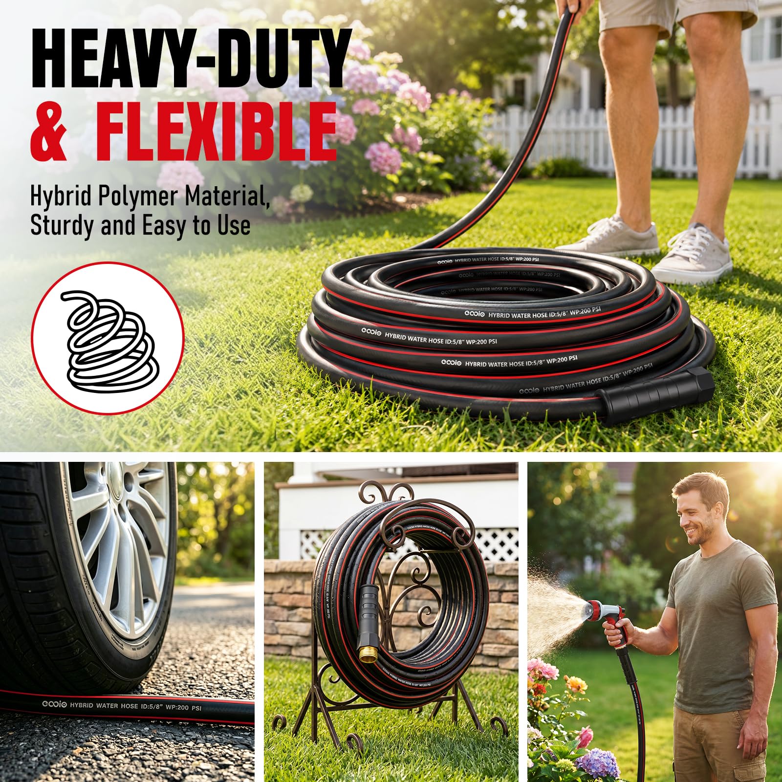 EOOIO 75ft Garden Hose side view