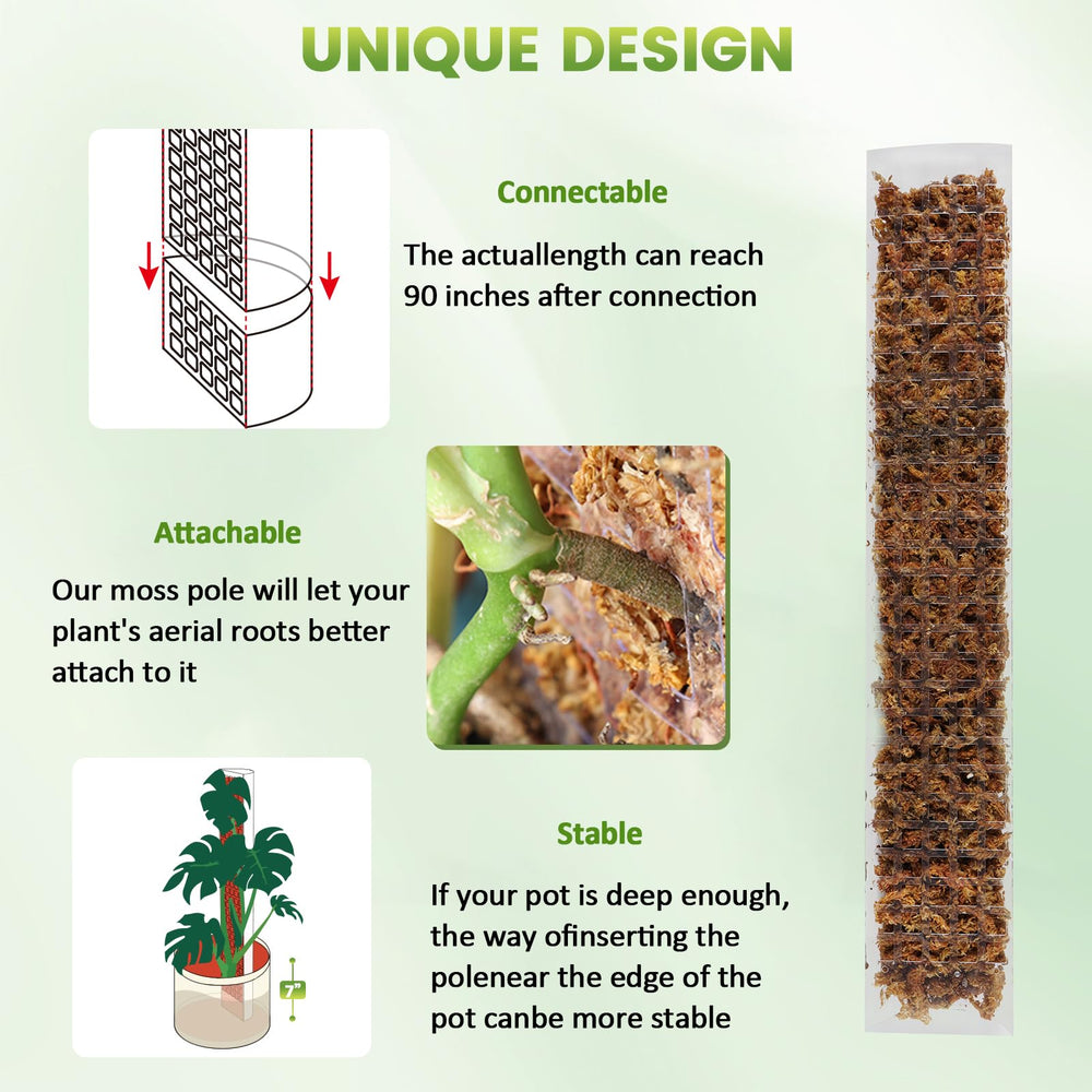 EOX moss pole assembled with sphagnum moss inside