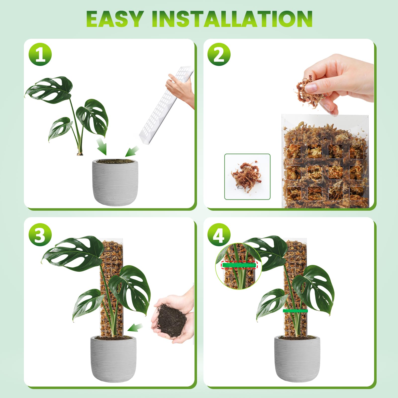 EOX Plastic Moss Pole packaging and contents