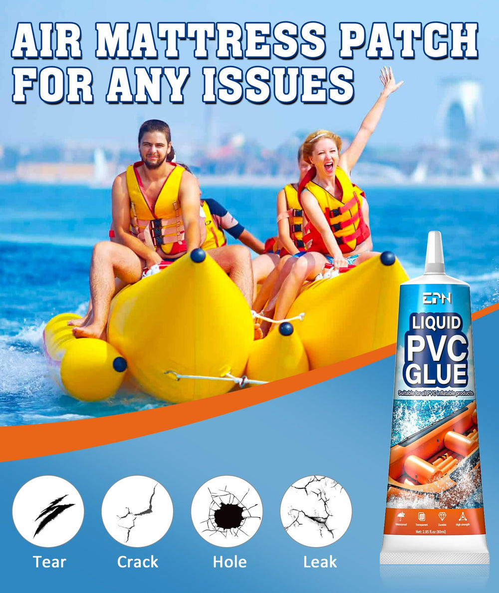 EPN air mattress repair patch in use on an inflatable kayak