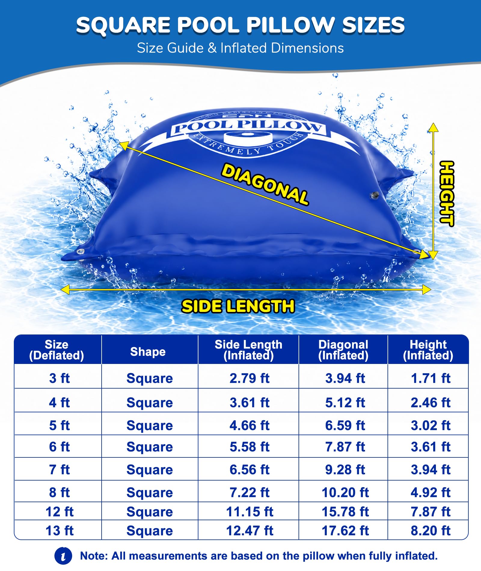 EPN Pool Pillow uninflated size