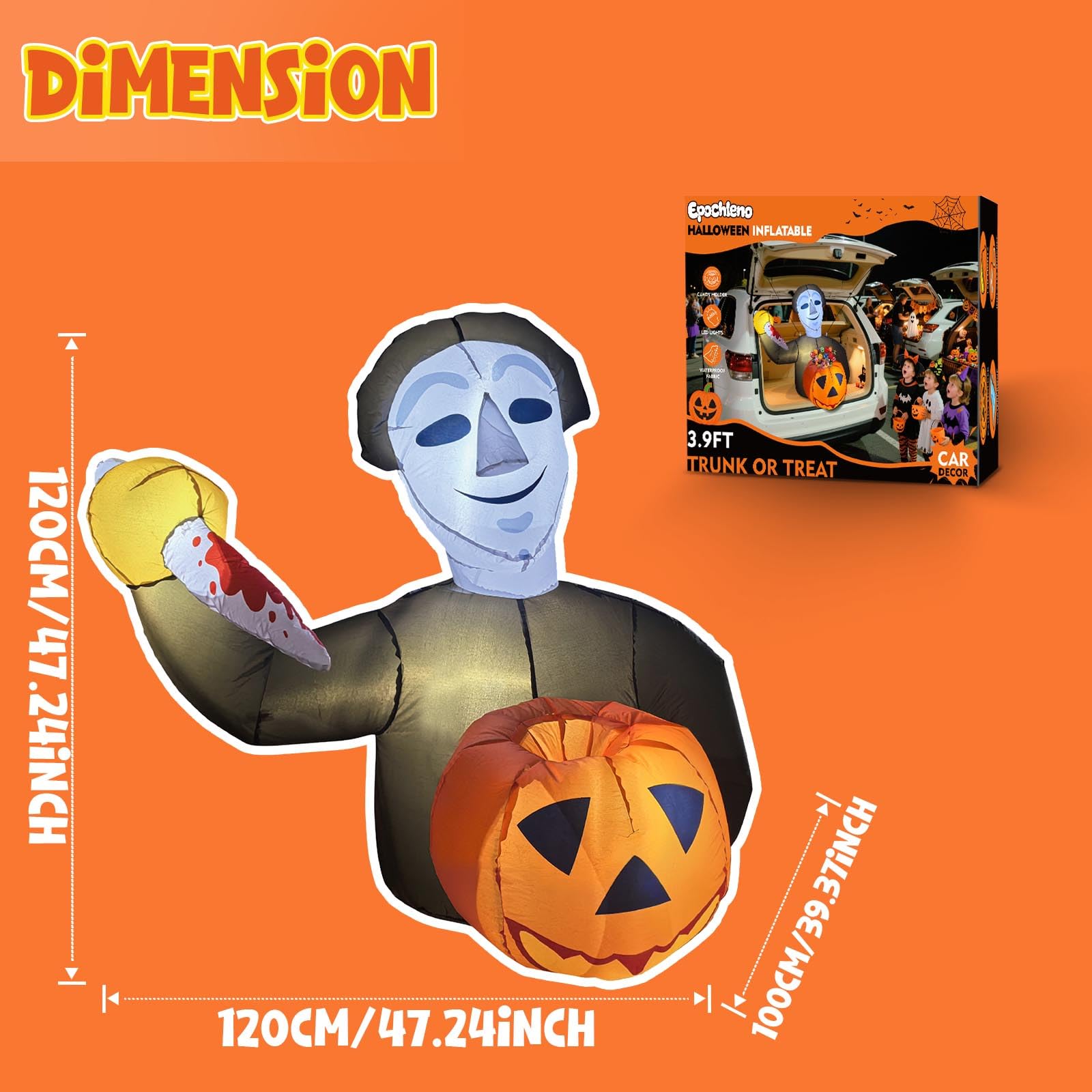 Epochleno Halloween inflatable in evening glow