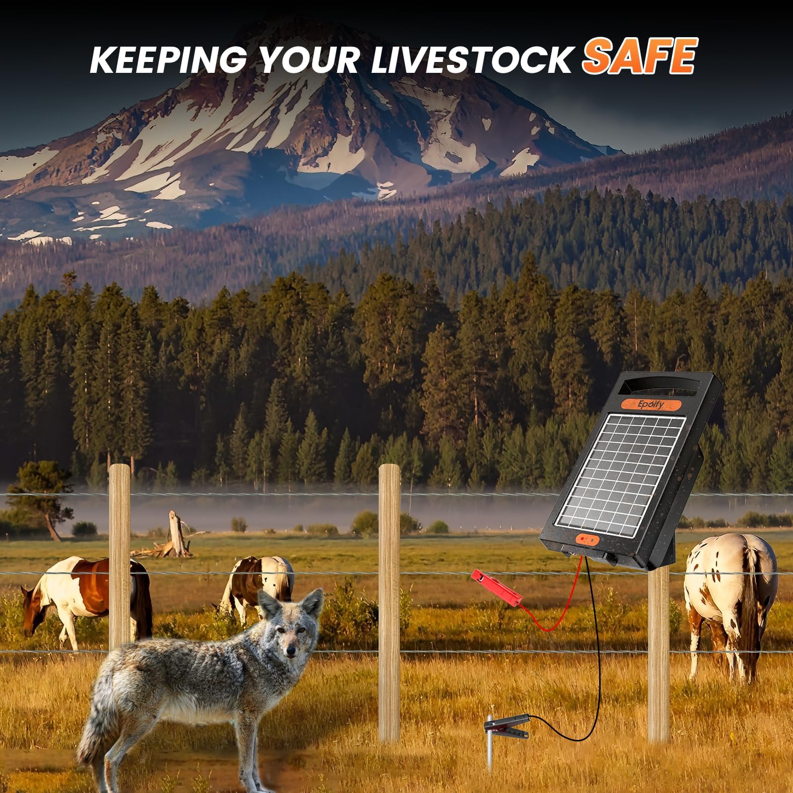 Epoify Electric Fence Charger in use in a pasture