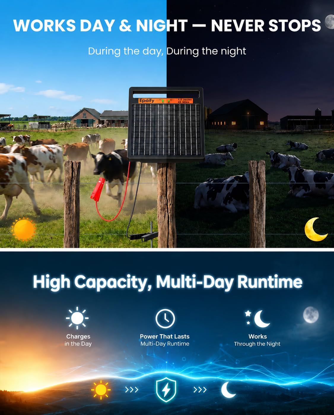 Epoify Solar Electric Fence Charger LD02 black colour
