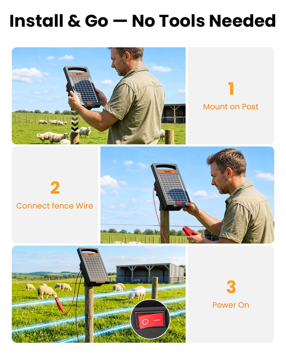 Epoify Solar Fence Charger dimensions on table