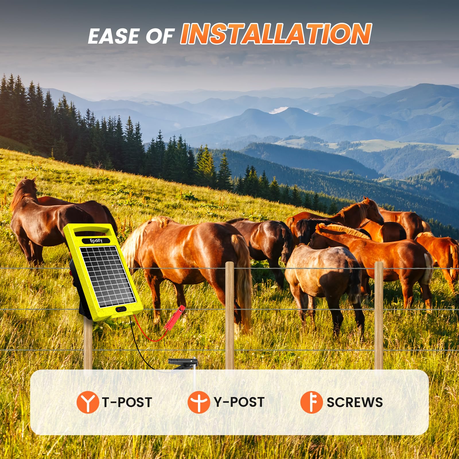 Epoify Solar Fence Charger on a fence post
