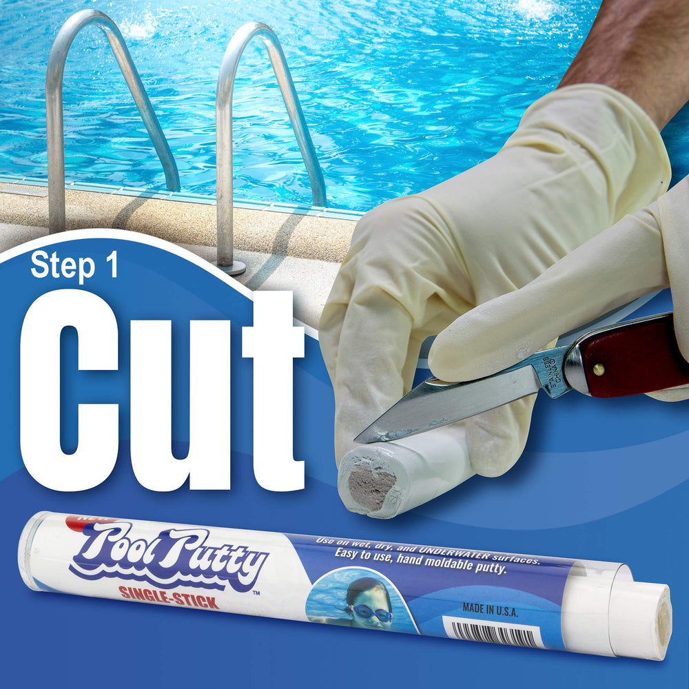 Epoxybond Pool Putty being mixed in hands for repair