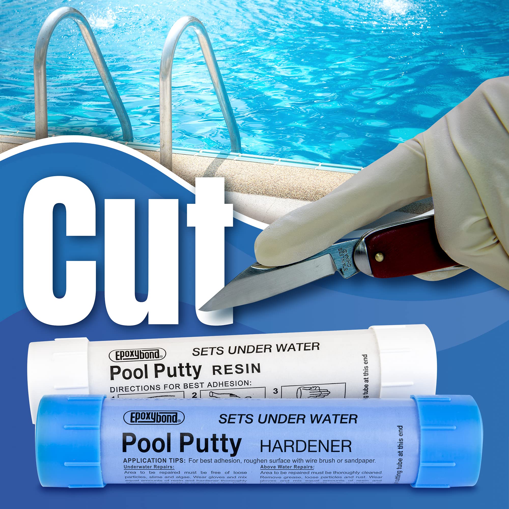 Epoxybond Pool Putty mixed and ready for application
