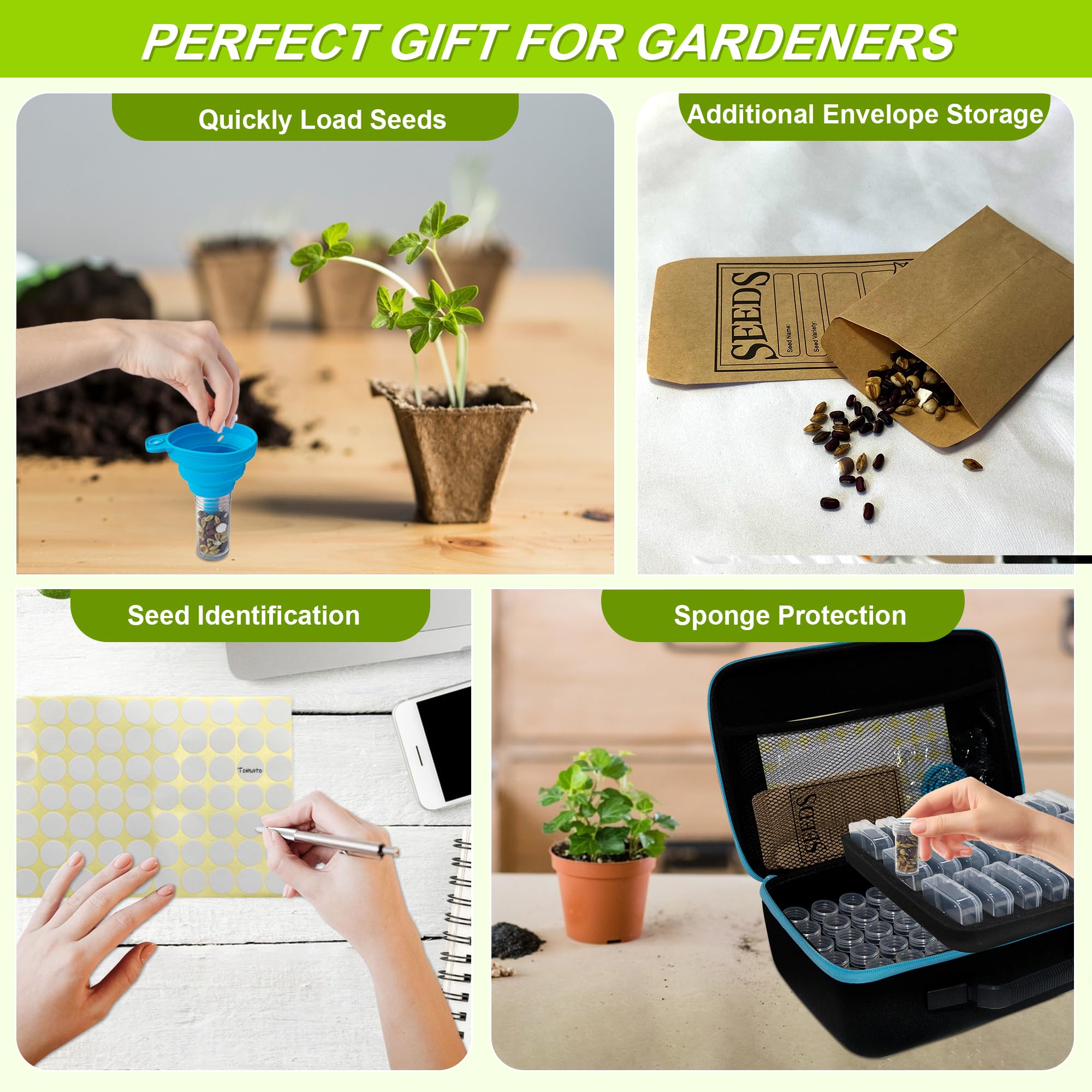 ERFEI seed storage organizer in use in a garden setting