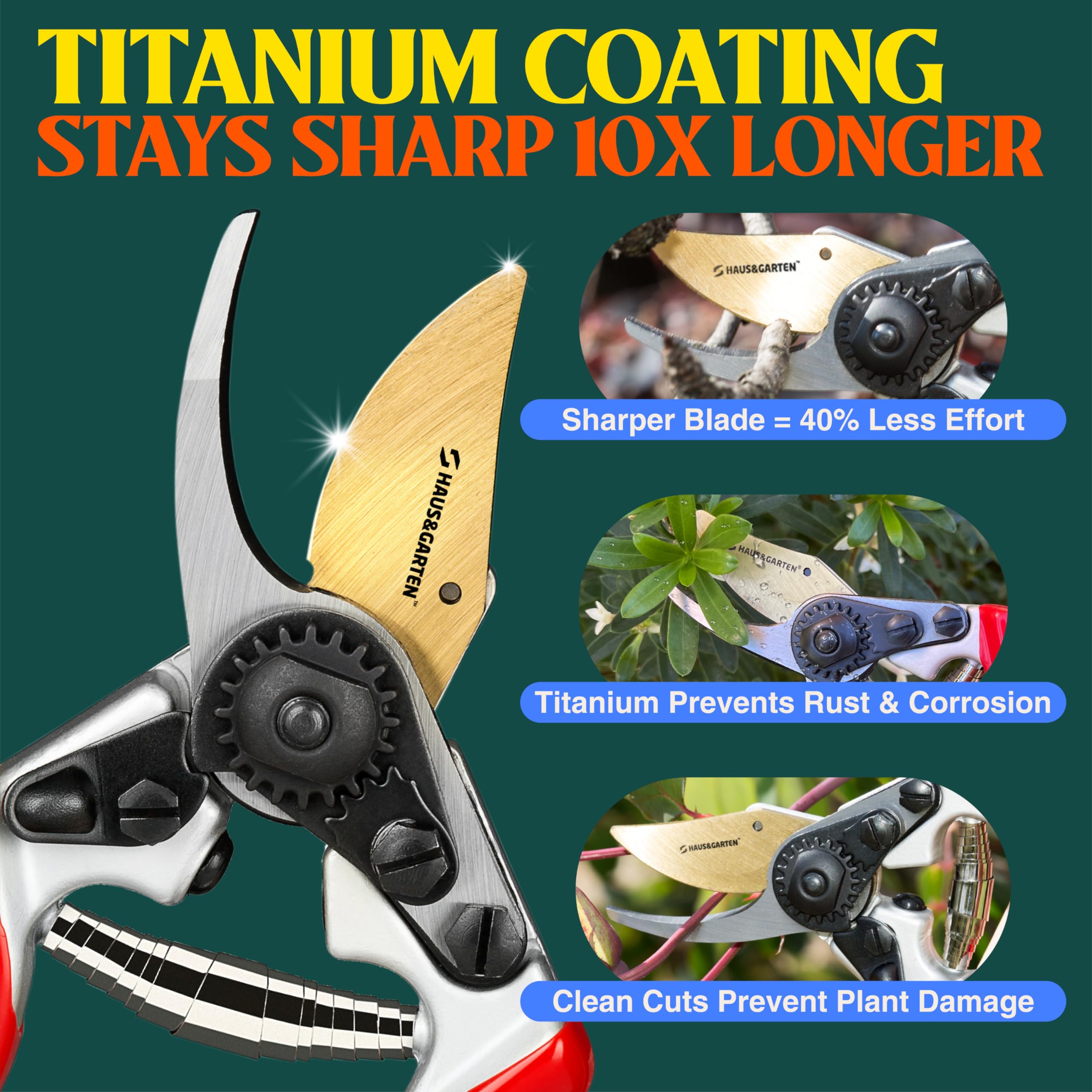 Ergonomic handle design of Haus & Garten pruning shears