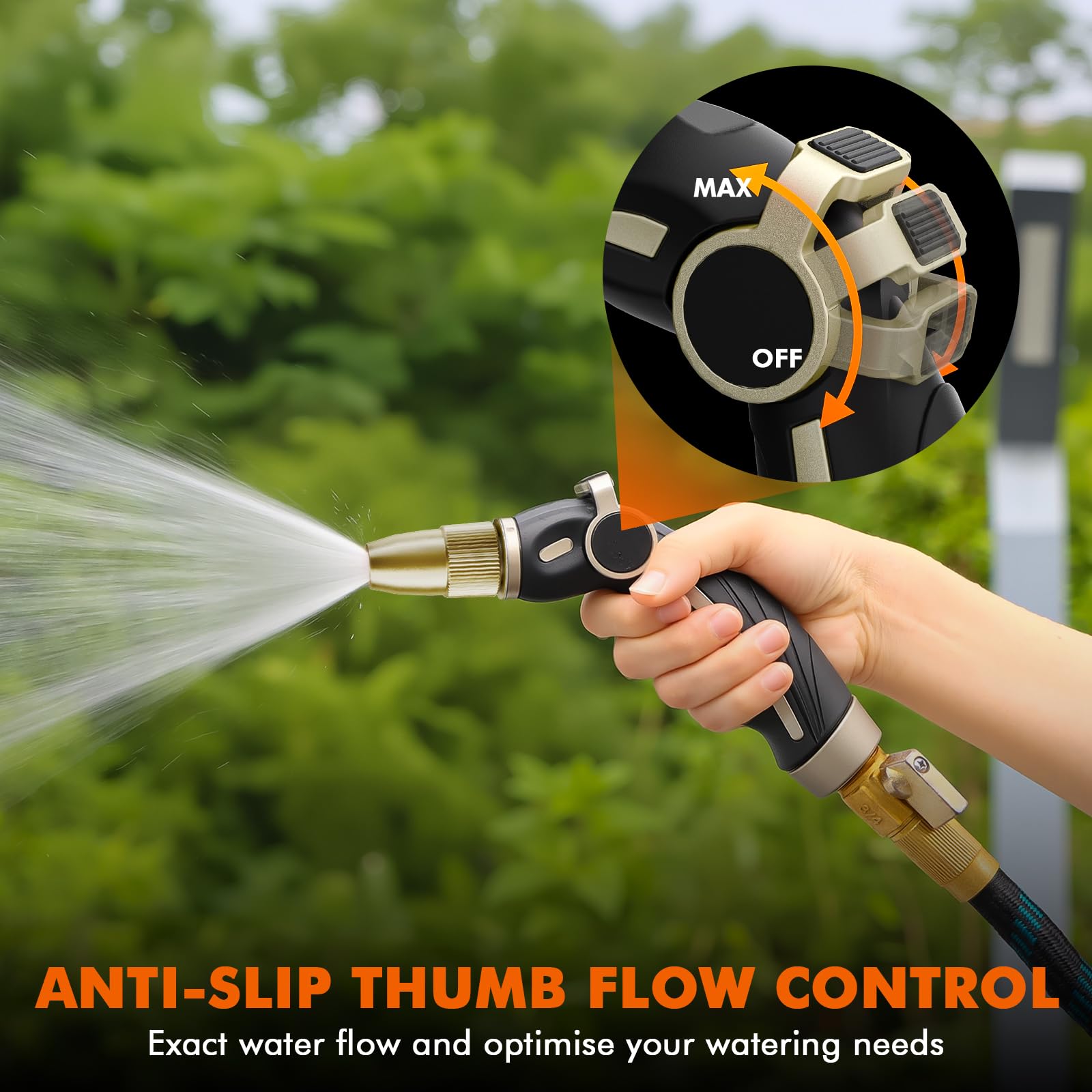 Ergonomic handle design of Restmo Garden Hose Nozzle