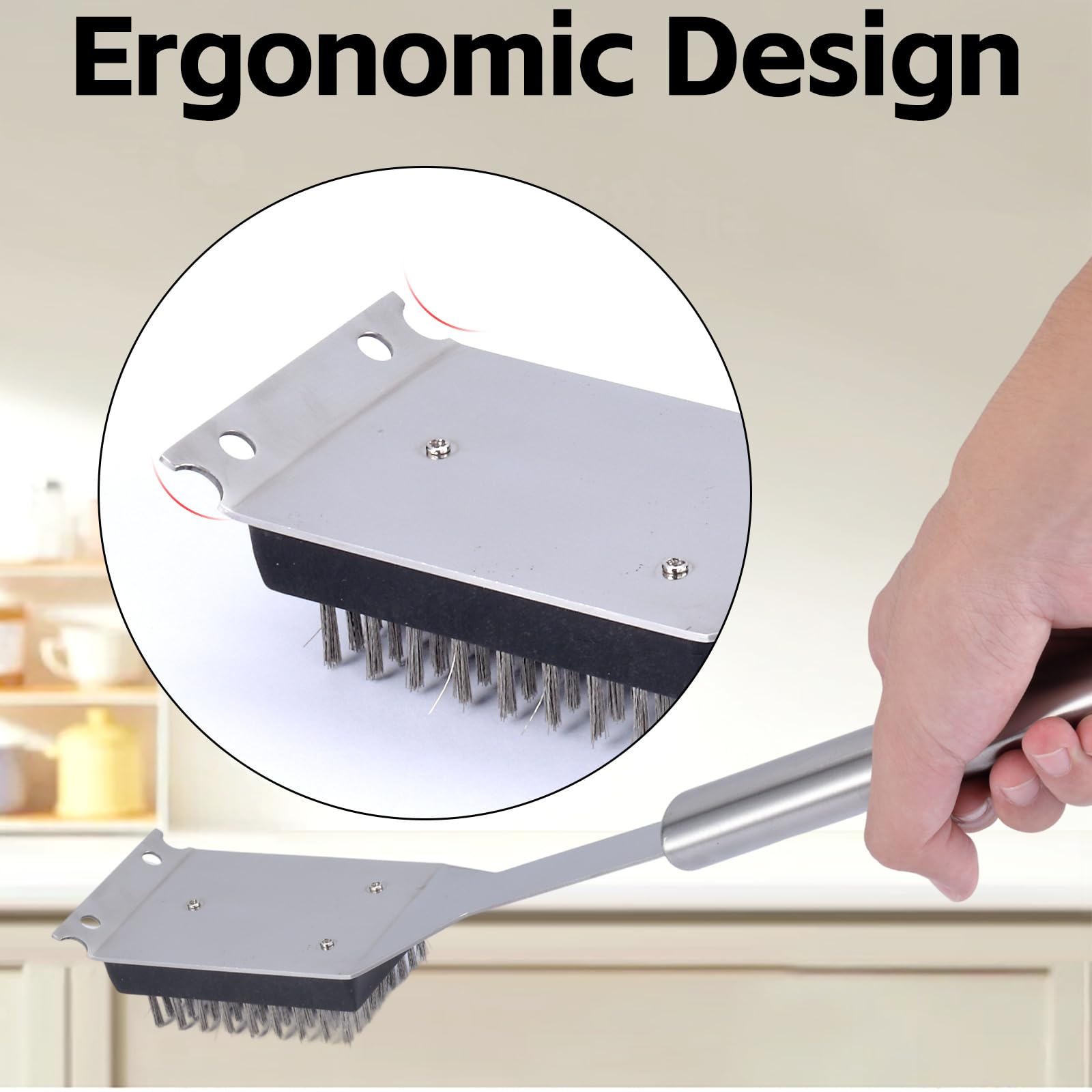 Ergonomic handle of Edgnb grill brush and scraper