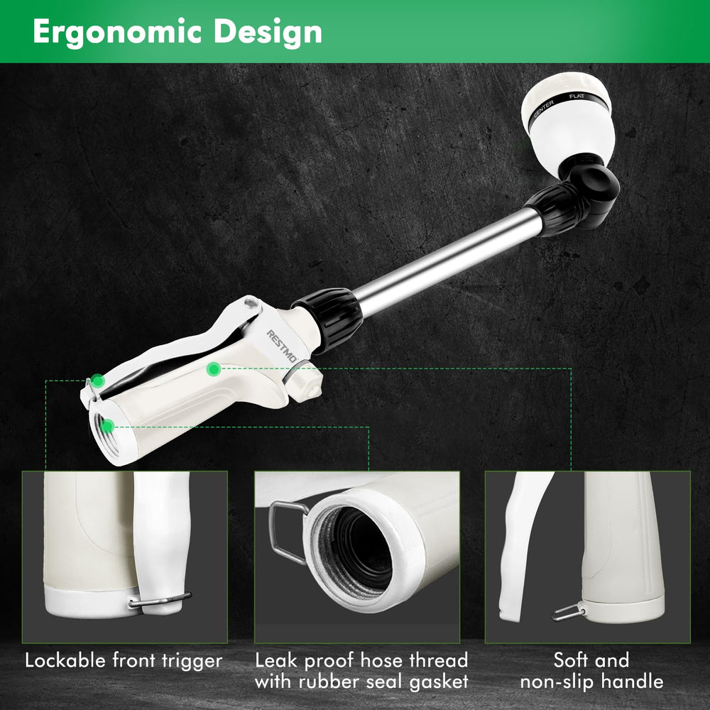 Ergonomic handle of Restmo metal hose wand for comfortable grip