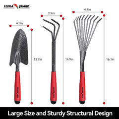 Ergonomic handles of FLORA GUARD gardening tools showing comfortable grip
