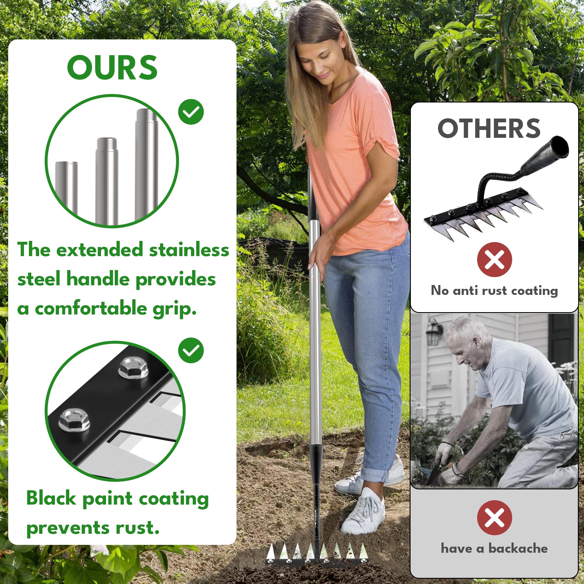 Ergonomically designed handle of PREMJIN Weeding Rake