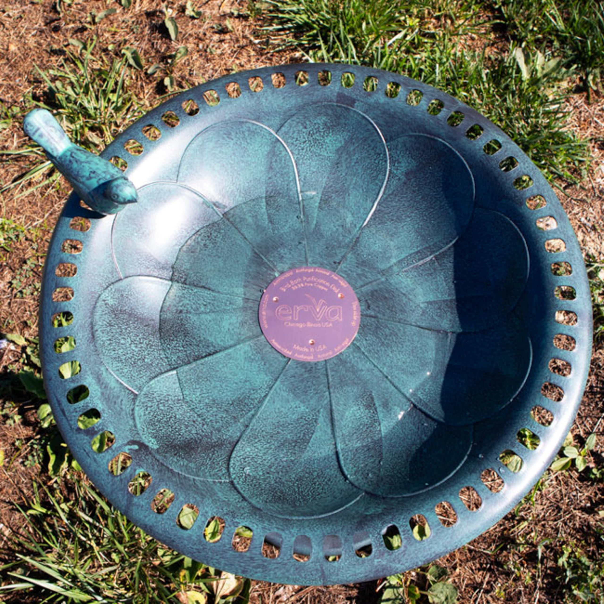 Erva Copper Bird Bath Purification Disk beside a measuring tape for size reference