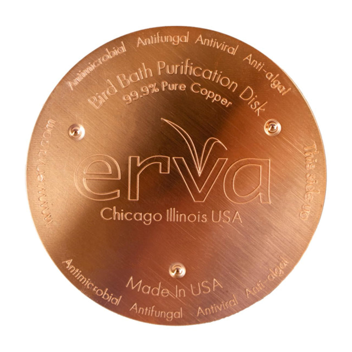 Erva Copper Bird Bath Purification Disk front view, 4-inch diameter