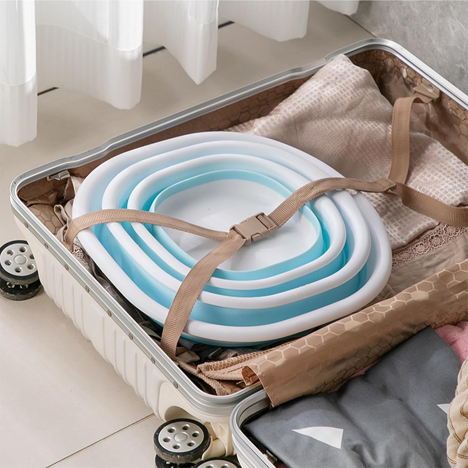 ESEHGS foot bath displayed with camping gear