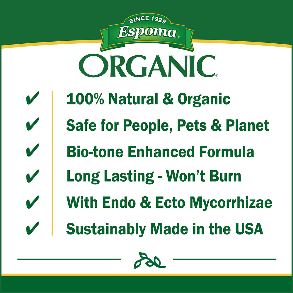 Espoma Bio-Tone Starter Plus Fertilizer in a garden setting