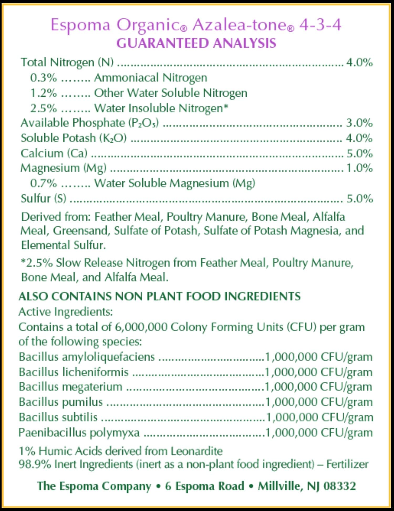 Espoma Organic Azalea-Tone Fertilizer granules close-up