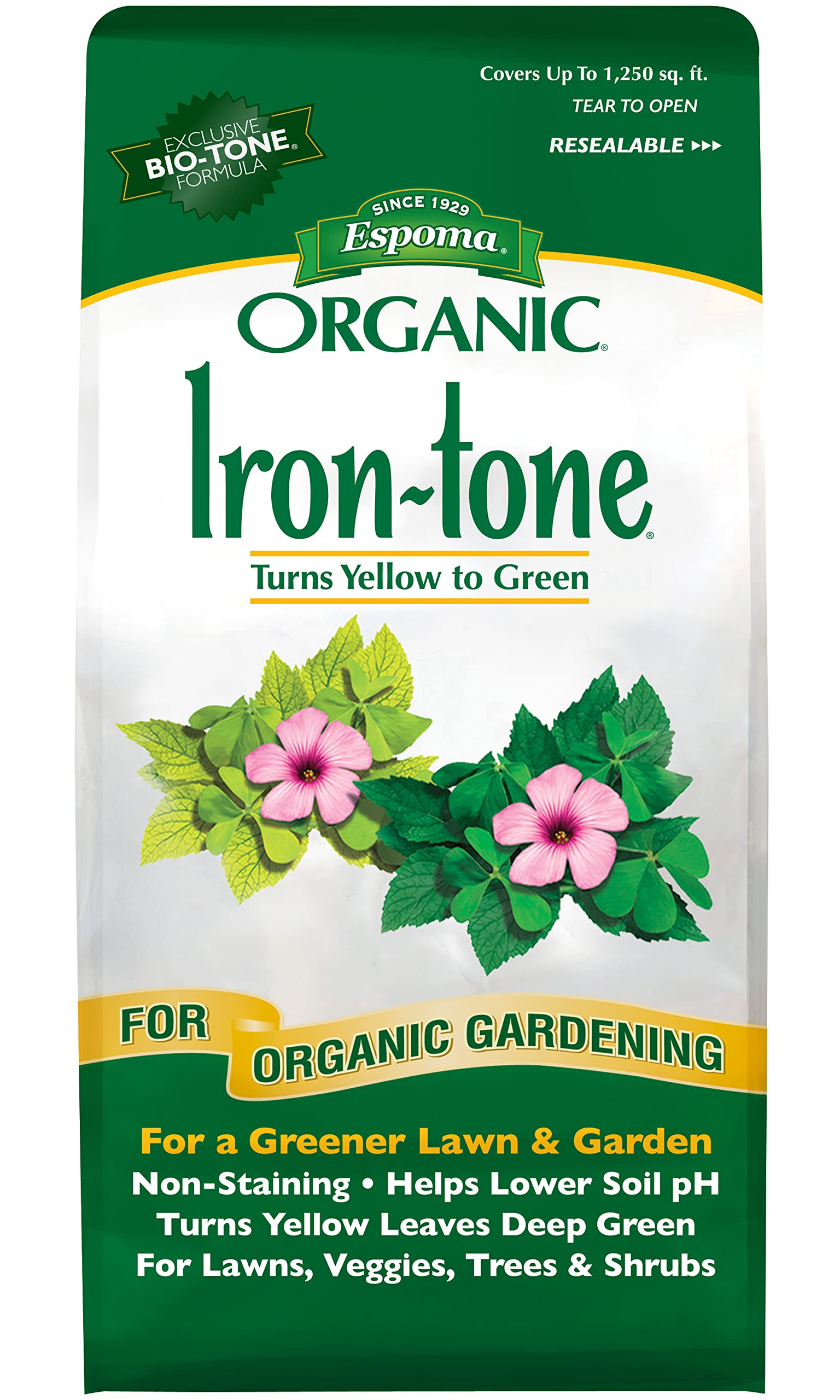 Espoma Organic Iron-Tone Fertilizer 5 lb bag front view
