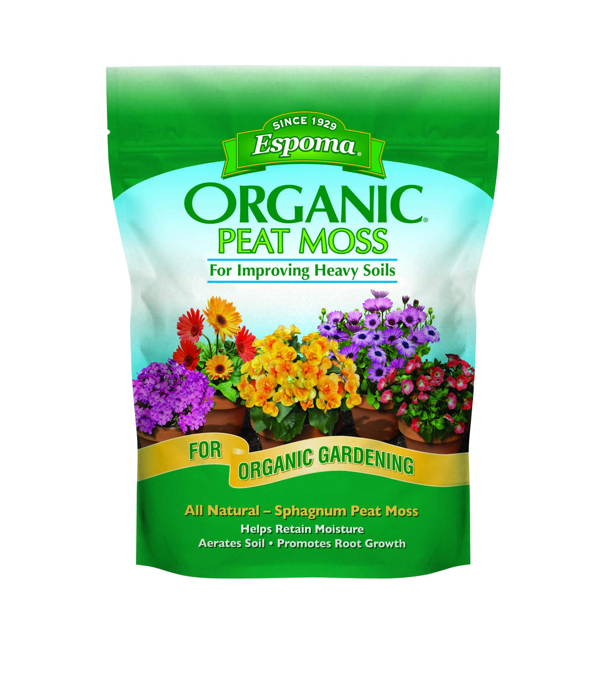 Espoma Organic Peat Moss 8 quart pack front view