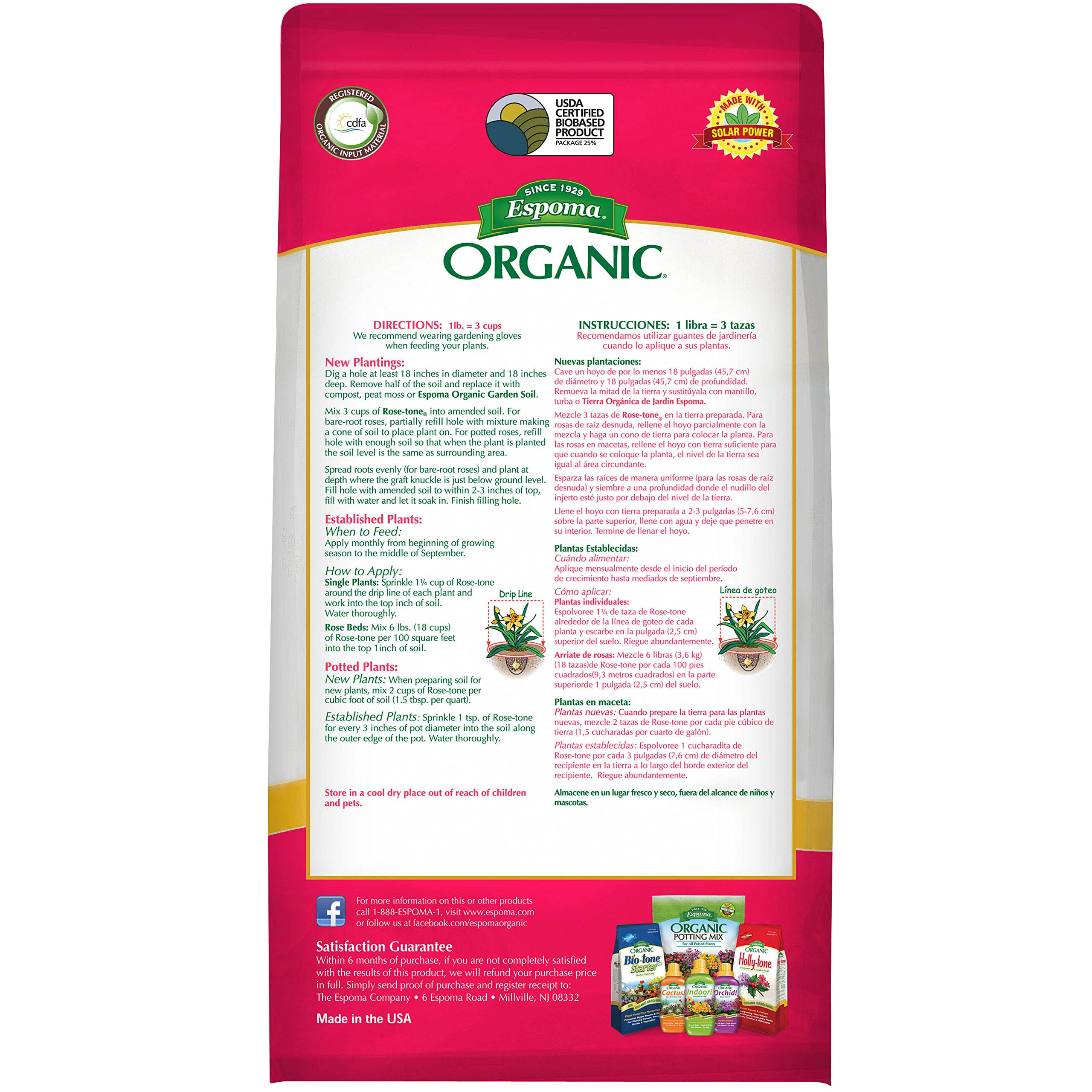 Espoma Organic Rose-Tone 4-3-2 Fertilizer 4 lb Bag side view