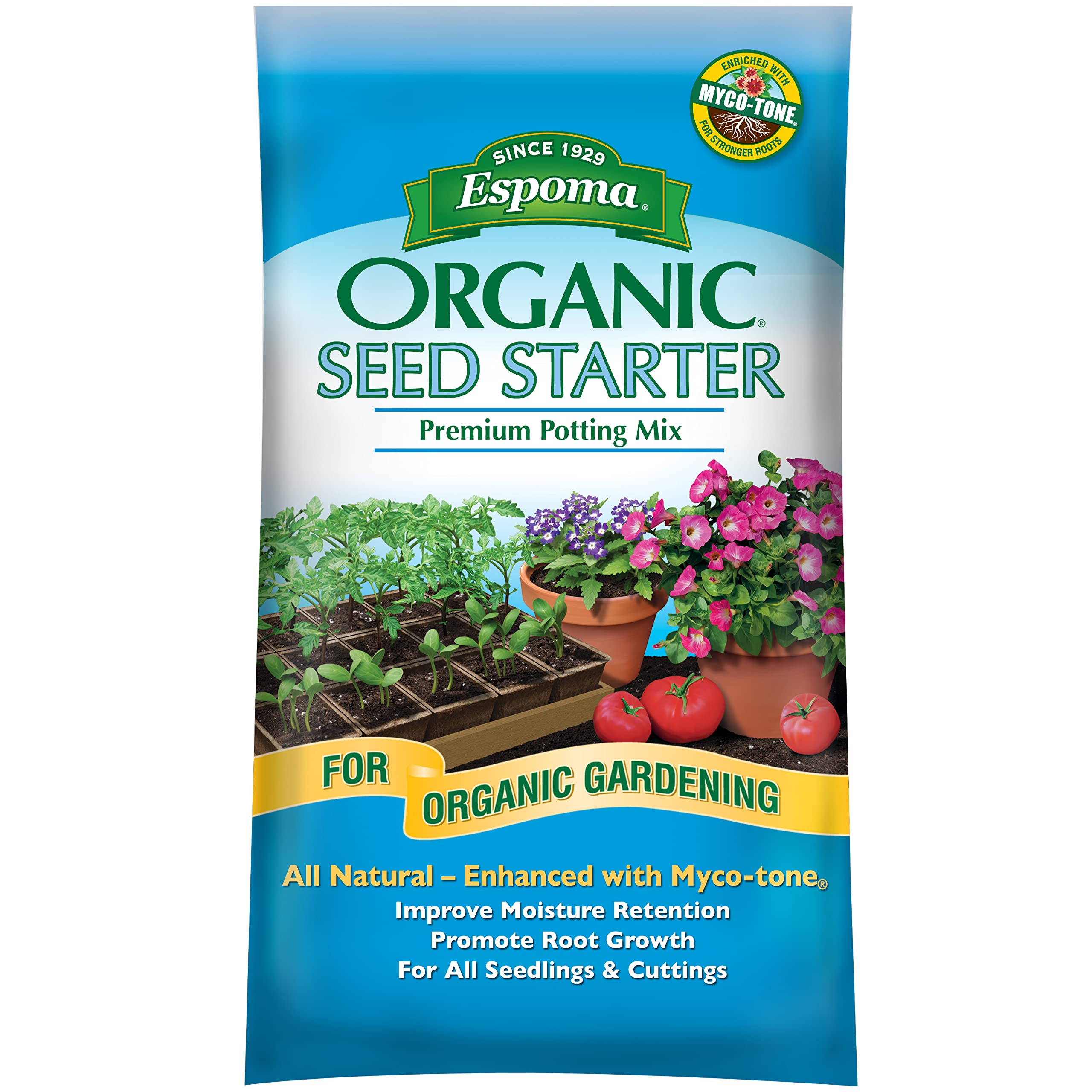 Espoma Organic Seed Starter Potting Soil Mix 16 qt bag front view