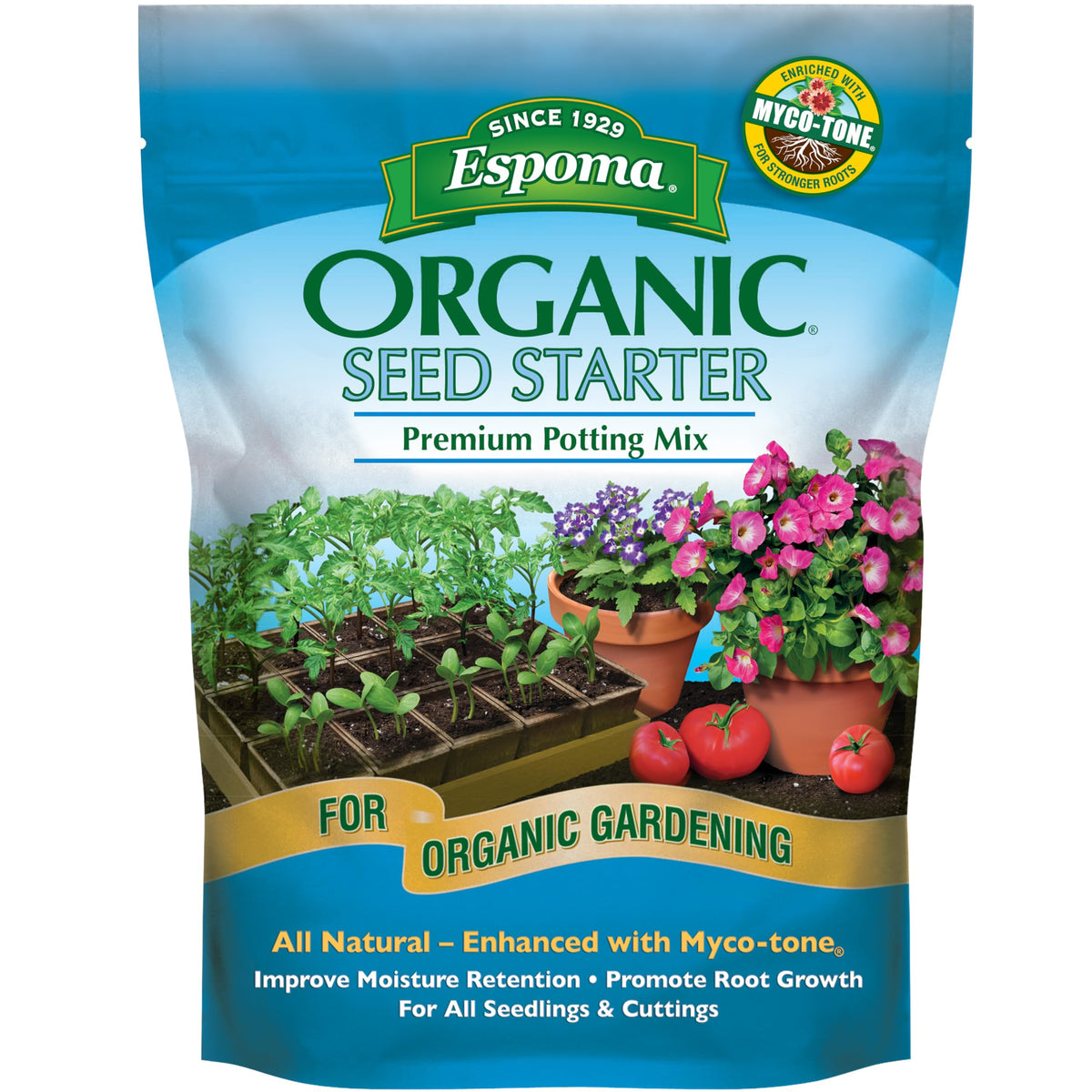 Espoma Organic Seed Starter Potting Soil Mix 8 qt front view