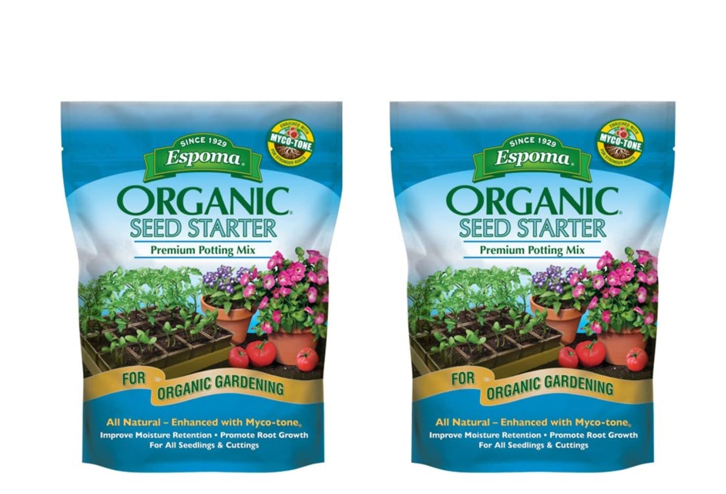Espoma Organic Seed Starter Potting Soil Mix packaging details