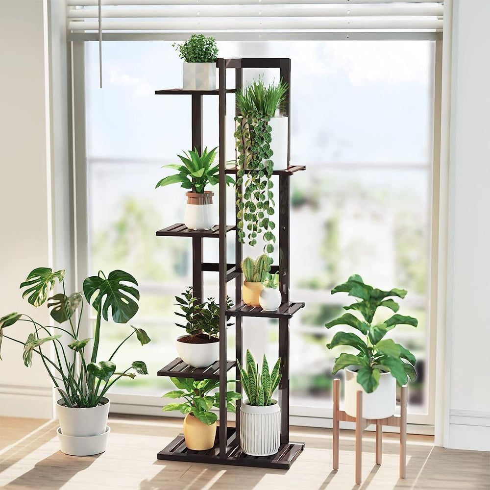 Espresso finish of DolceLuna Plant Stand, showcasing its varnished surface