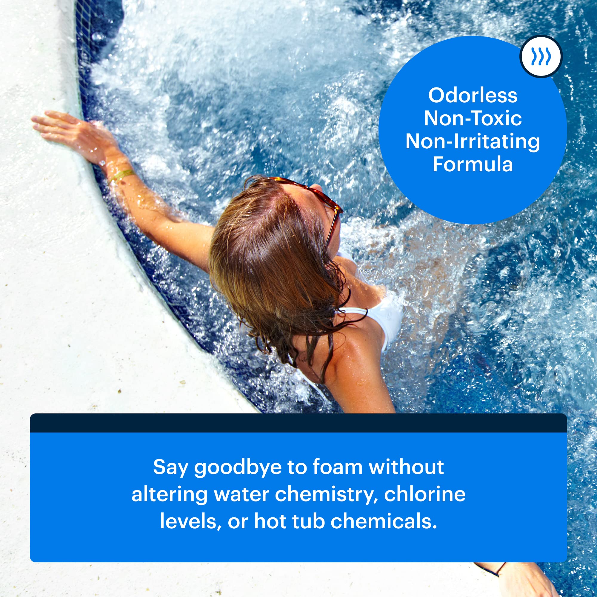 Essential Values Hot Tub Foam Eliminator displayed on a hot tub