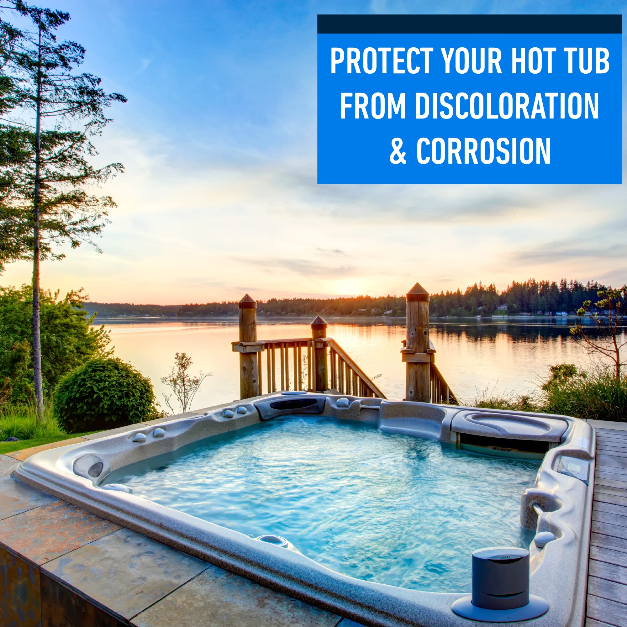 Essential Values Hot Tub Foam Eliminator labels close-up