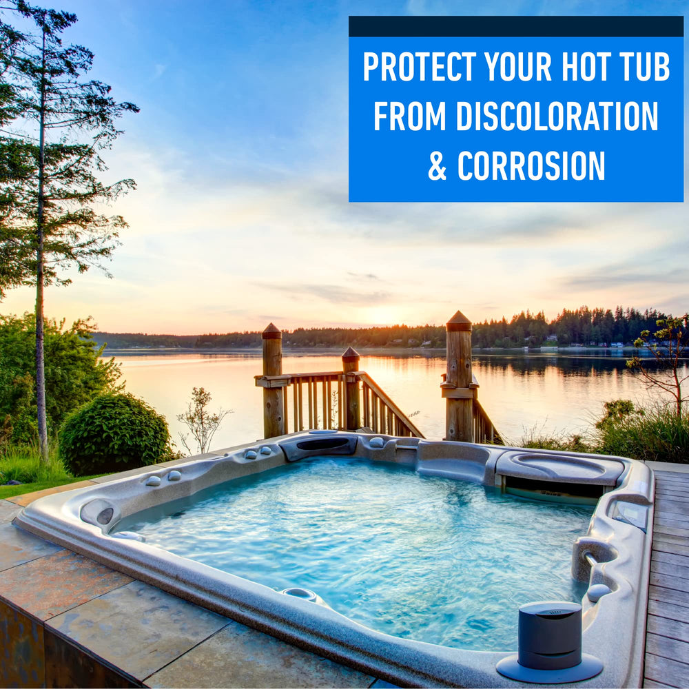 Essential Values Hot Tub Foam Eliminator labels close-up