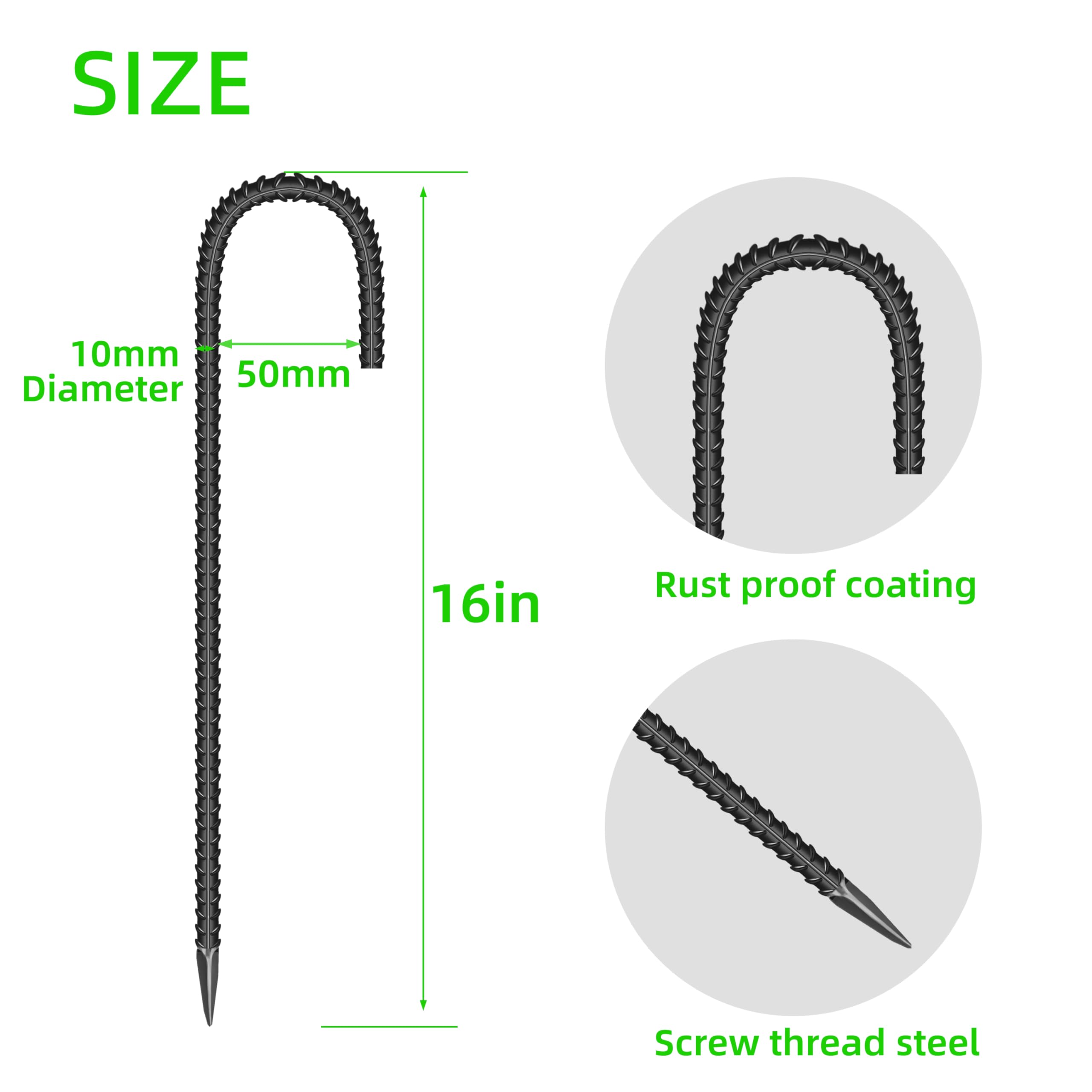 ESSFF 16-inch black garden stake with sharp end