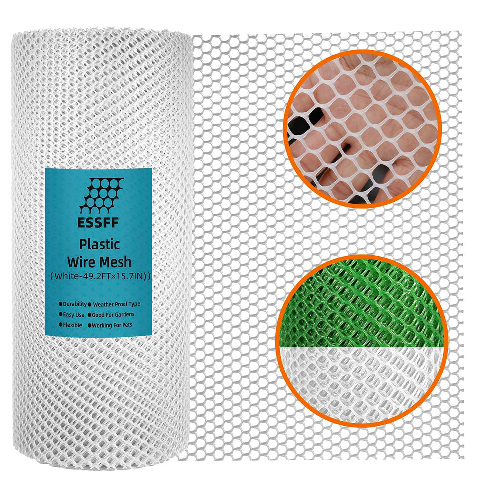 ESSFF Decorative Fence white plastic netting roll 15.7IN x 49.2FT
