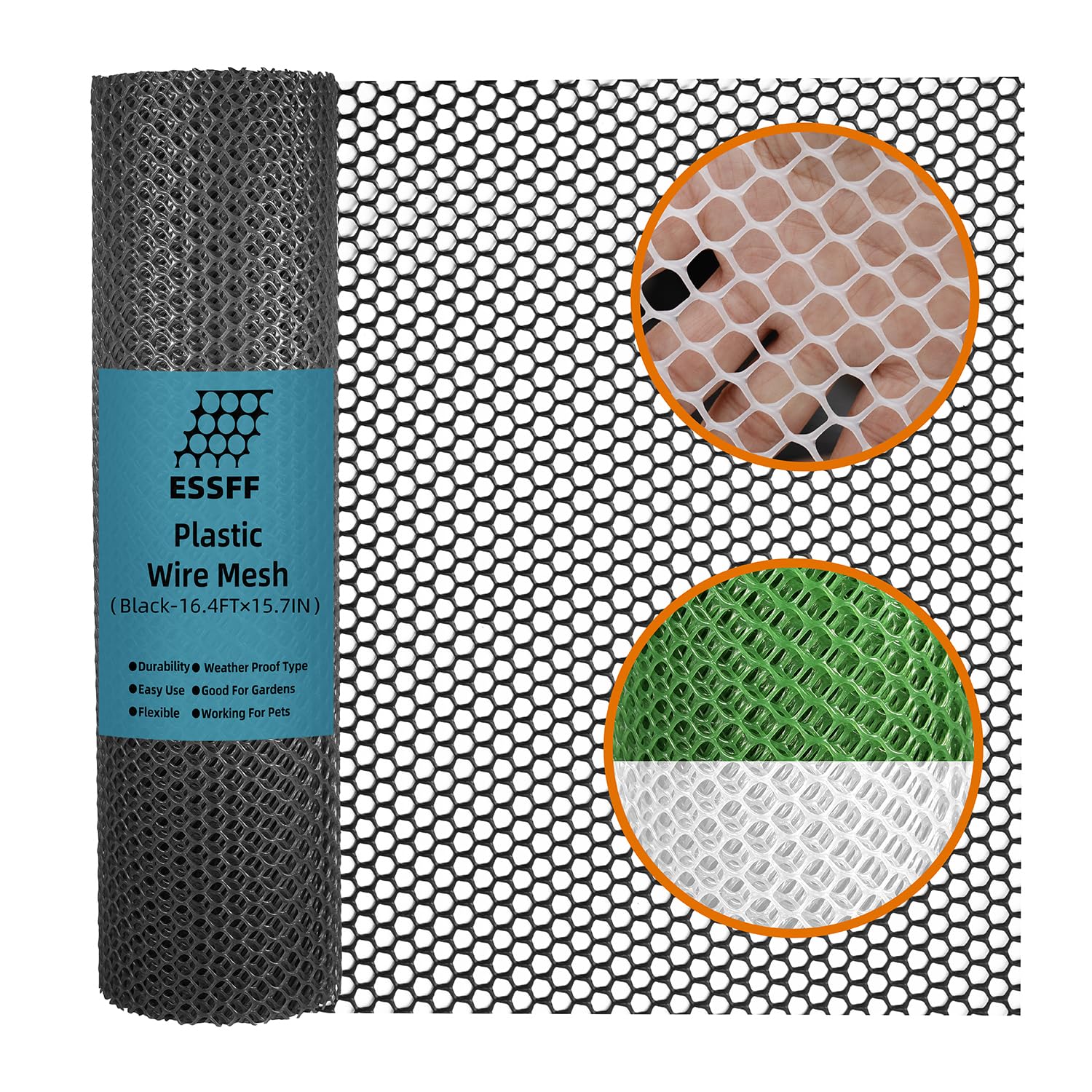ESSFF Decorative Fencing Roll black plastic netting front view
